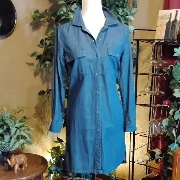 Old Navy Denim Blue Midi Dress